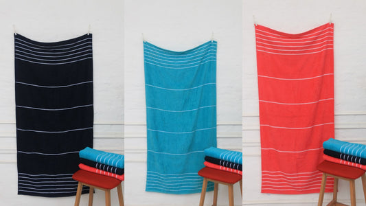 “Luxury Oversized Striped Cotton Towels – 100% Soft & Absorbent, 30